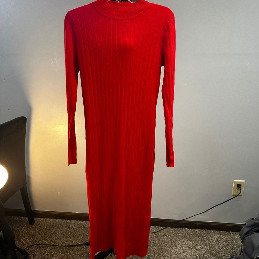 Elegant Red Knit Dress